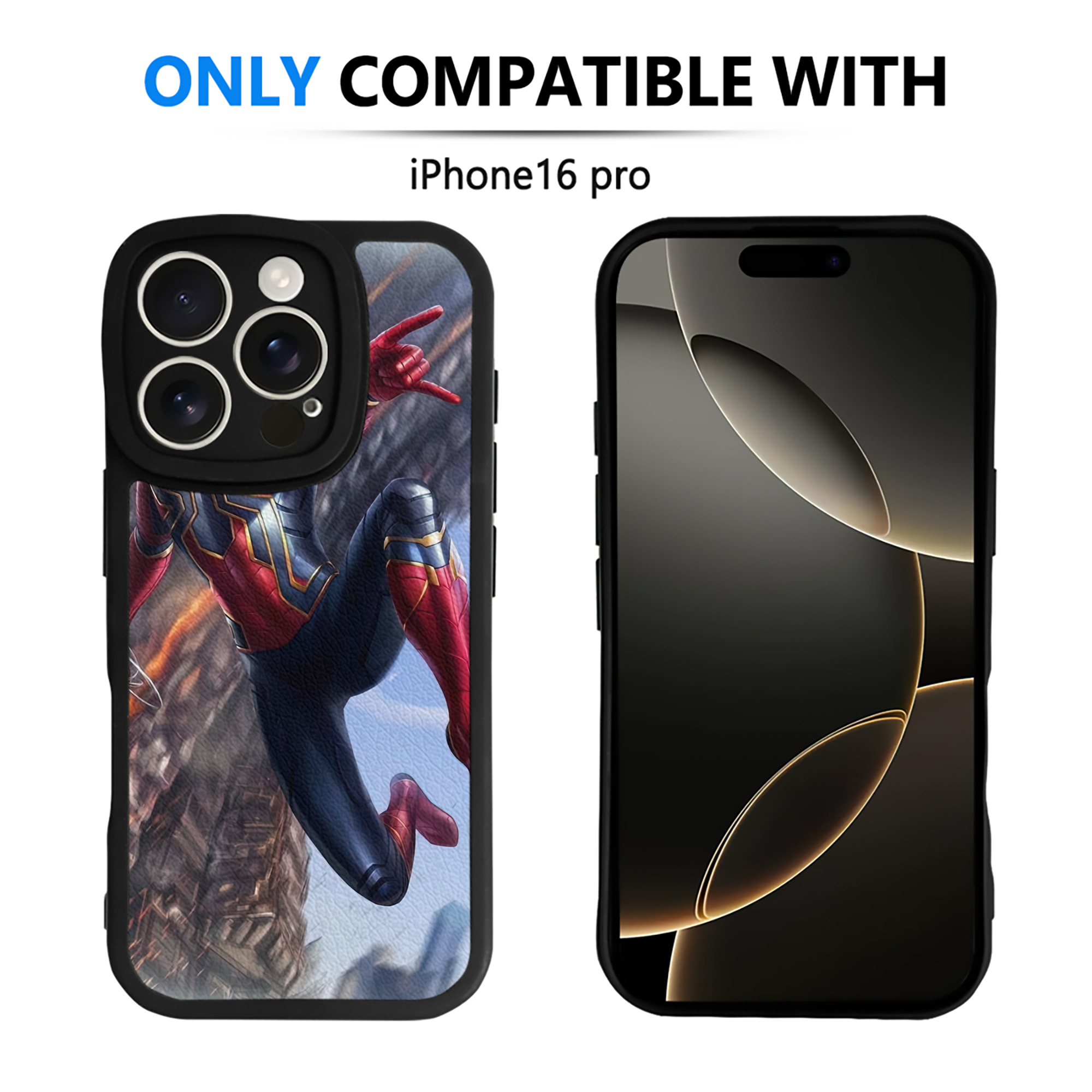 （画像用） Spider Man スパイダーマン 【iPhone 16シリーズ対応】シリコンスマホケース（レザー調） 材質：シリコン